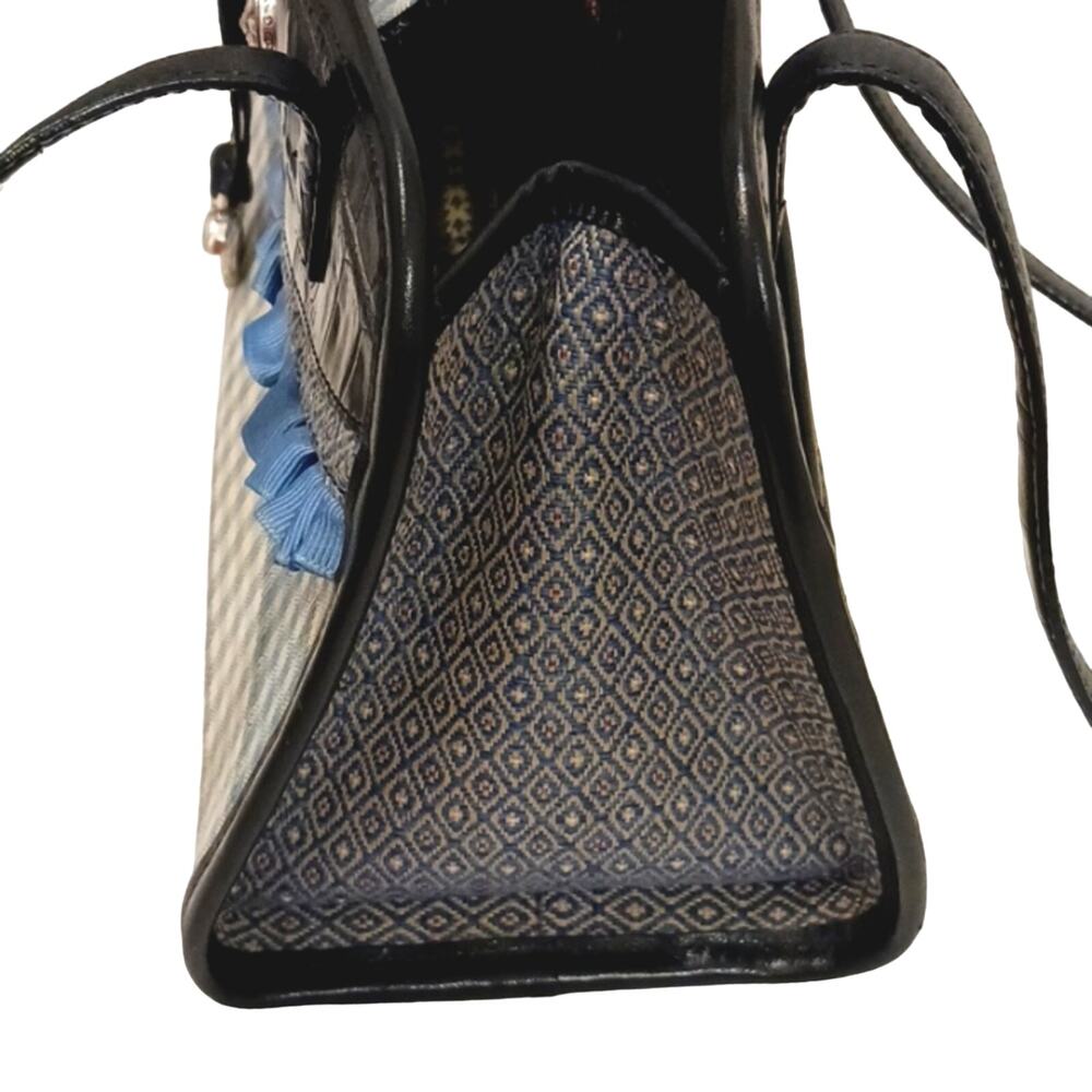 Brighton LEATHER Shoulder Bag Croc Embossed Leather & Whimsical Fabric C144458 - Picture 8 of 16